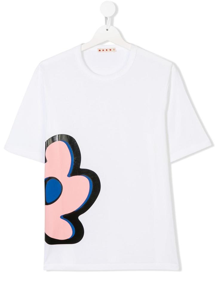 Marni Kids Flower Patch T-shirt - White