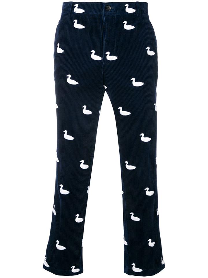 Thom Browne Duck Embroidery Corduroy Chino - Blue