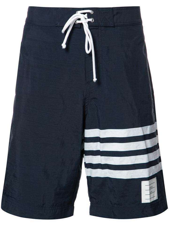 Thom Browne Striped Swim Shorts, Men's, Size: 2, Blue, Nylon