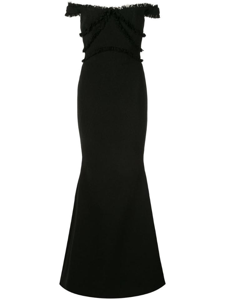 Rachel Gilbert Kiki Frill Trim Gown - Black