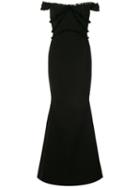 Rachel Gilbert Kiki Frill Trim Gown - Black