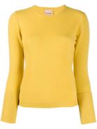 Nude Layered Sleeve Fine Knit Sweater - Yellow