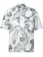 Oamc Feather Print Shortsleeved Shirt, Men's, Size: Xl, White, Linen/flax/cotton