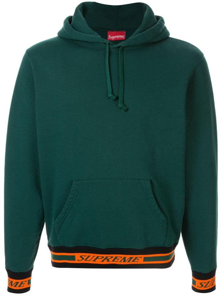 Supreme Striped Rib Hooded Sweatshirt - Green
