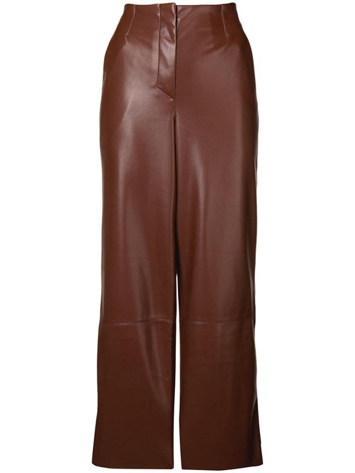Nanushka Faux Leather Palazzo Pants - Brown
