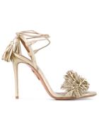 Aquazzura Gold Leather Wild Thing 110 Sandals - Metallic