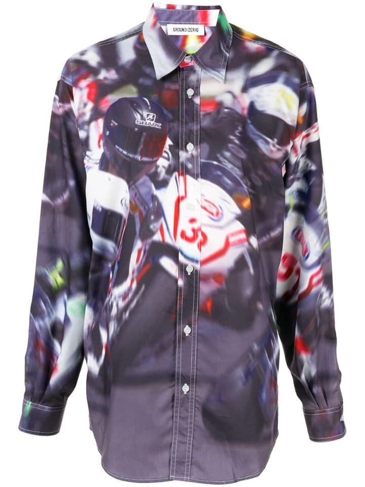 Ground Zero Motocross Print Shirt - Purple