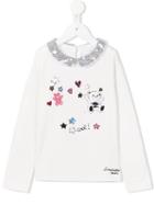 Simonetta Teddy Print Top, Toddler Girl's, Size: 3 Yrs, White