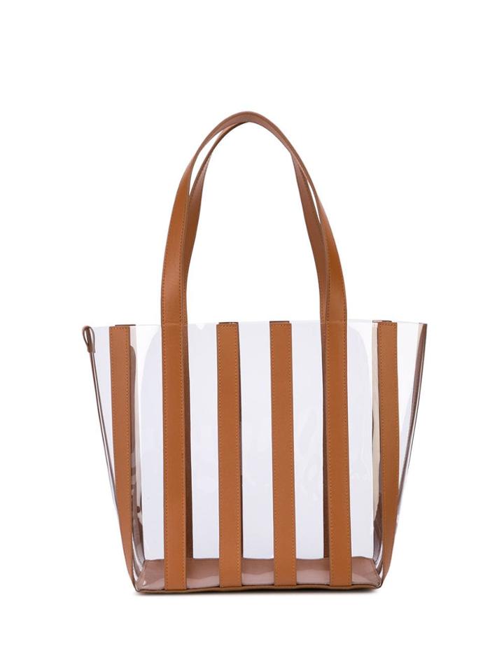 Loeffler Randall Marlena Transparent Stripe Tote - Brown