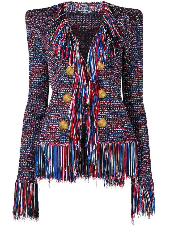 Balmain Tailored Woven Style Blazer - Blue