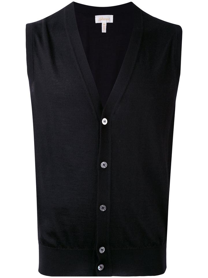 Brioni - Buttoned Vest - Men - Silk/cashmere - 48, Black, Silk/cashmere