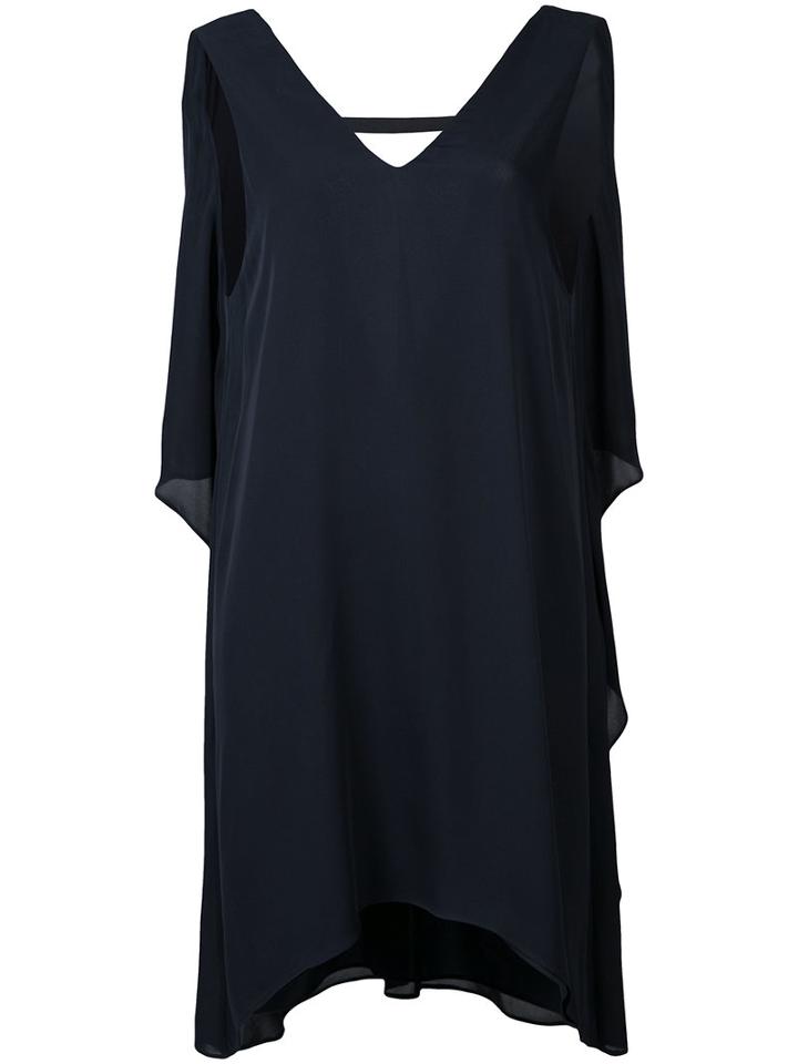 Draped Back Dress - Women - Silk/polyester/spandex/elastane - L, Blue, Silk/polyester/spandex/elastane, Alice+olivia