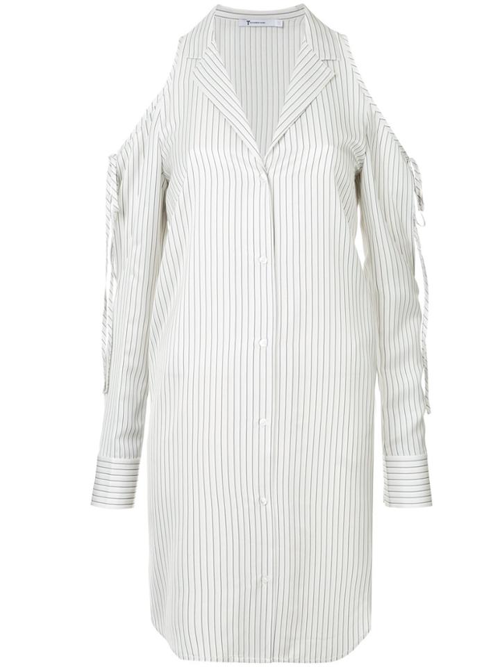 T By Alexander Wang Cold Shoulder Striped Shirt - White