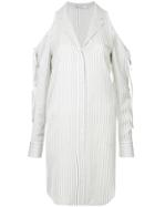 T By Alexander Wang Cold Shoulder Striped Shirt - White