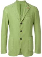 Gabriele Pasini Notched Lapel Blazer, Men's, Size: 52, Green, Cotton/polyester