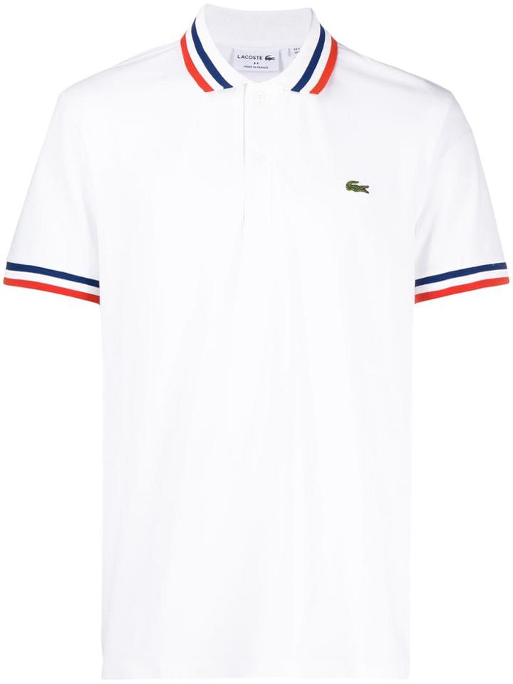 Lacoste Striped Trim Polo Shirt - White