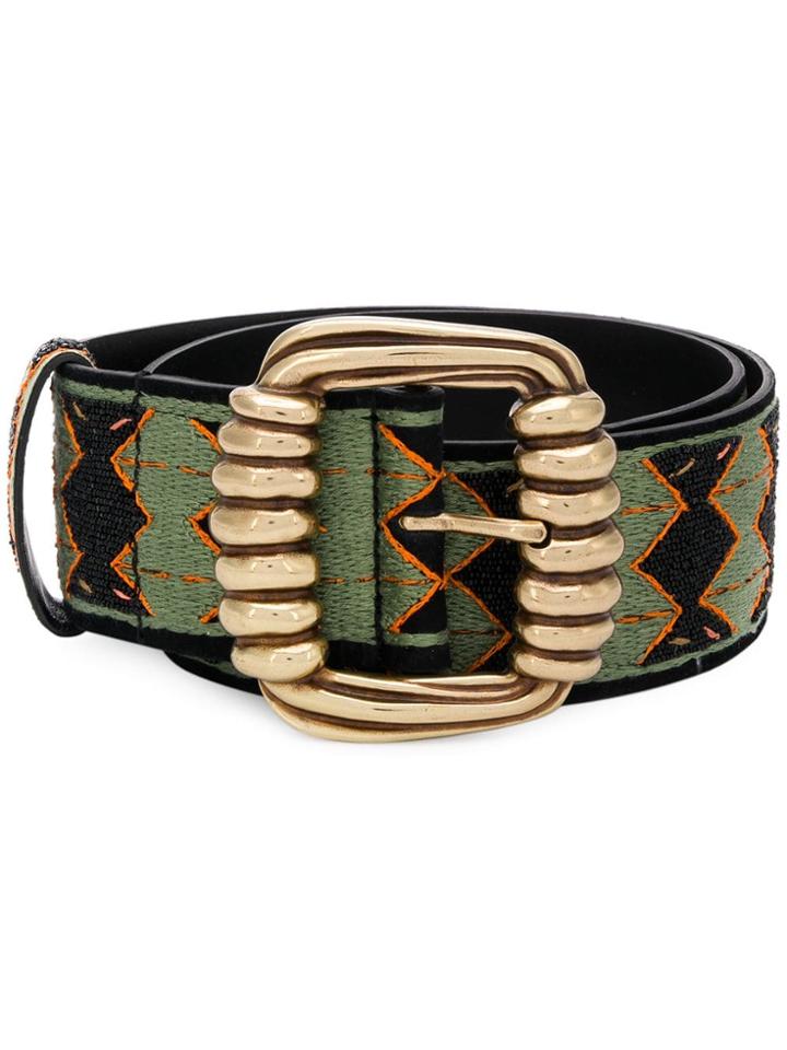 Etro Woven Patterned Belt - Green