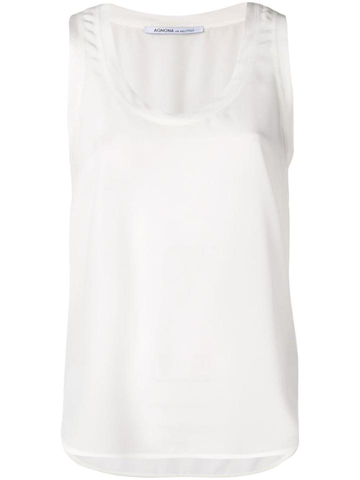Agnona Crepe De Chine Tank - White