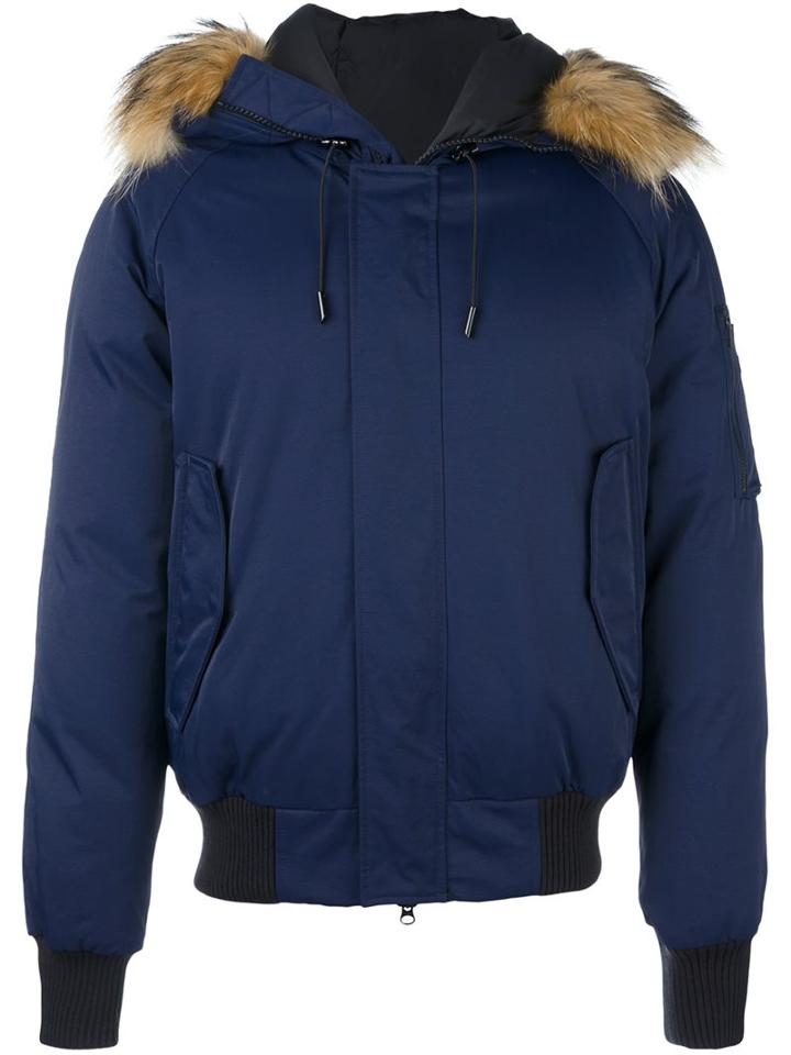 Kenzo 'tech' Puffer Jacket, Men's, Size: Xxl, Blue, Nylon/racoon Fur/feather Down/nylon