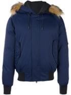 Kenzo 'tech' Puffer Jacket, Men's, Size: Xxl, Blue, Nylon/racoon Fur/feather Down/nylon