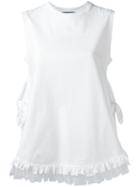 Simone Rocha Fringed Trim T-shirt, Women's, Size: Xs, White, Cotton/polyamide
