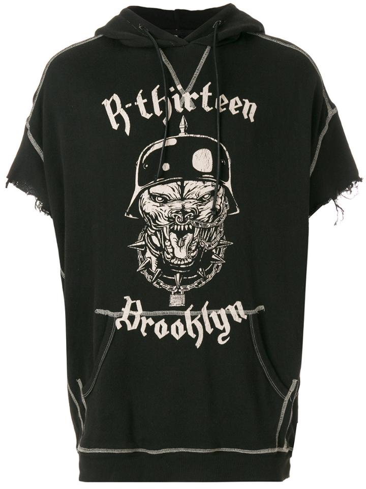 R13 Short Sleeve Hoodie - Black