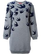 Mcq Alexander Mcqueen 'swallow' Sweatshirt Dress, Women's, Size: Xs, Grey, Cotton/polyester