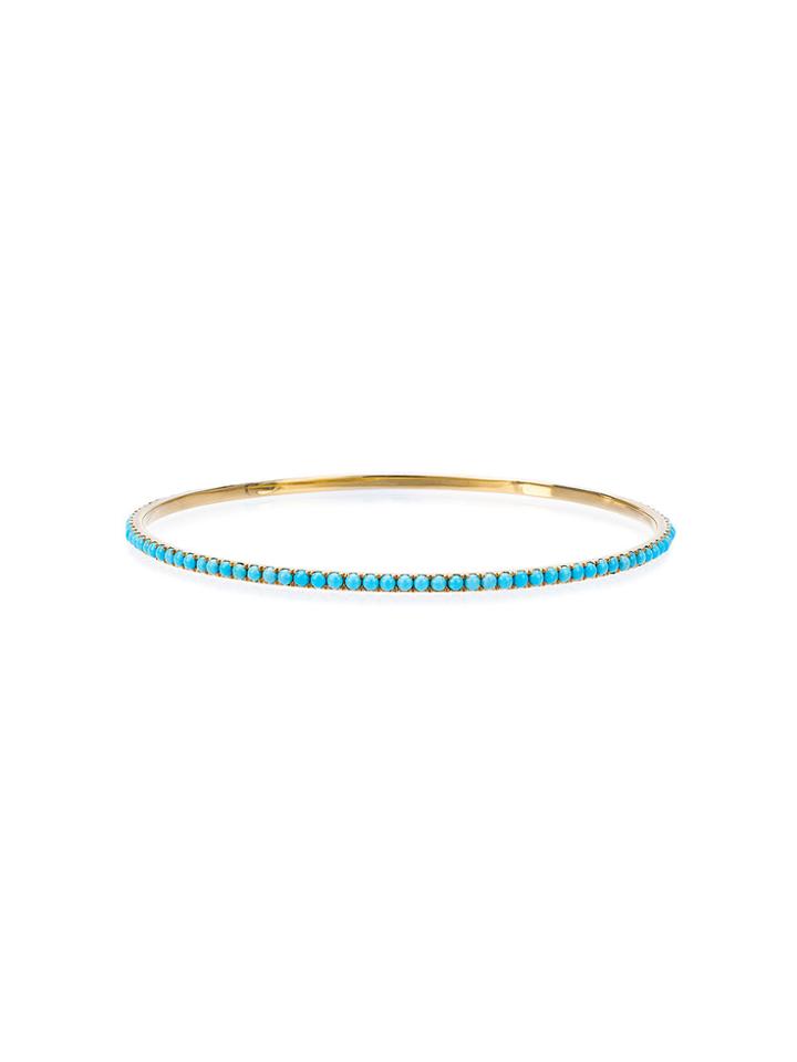Rosa De La Cruz Turquoise Stone Bangle - Metallic