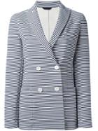 Fay Double Breasted Striped Jacket, Women's, Size: 42, Blue, Cotton/spandex/elastane/polyamide/spandex/elastane