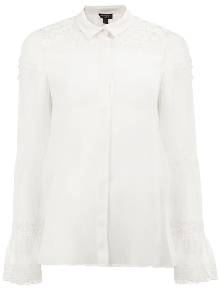 Giambattista Valli Embroidered Details Shirt, Women's, Size: 44, White, Silk/polyester