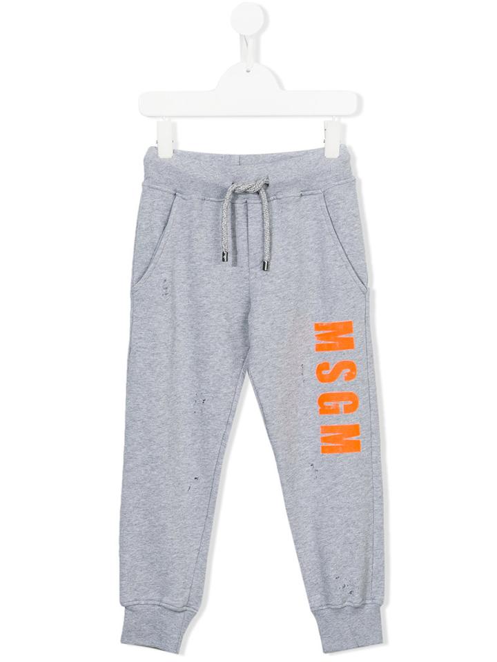 Msgm Kids Logo Print Jogging Bottoms, Toddler Boy's, Size: 4 Yrs, Grey
