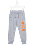 Msgm Kids Logo Print Jogging Bottoms, Toddler Boy's, Size: 4 Yrs, Grey