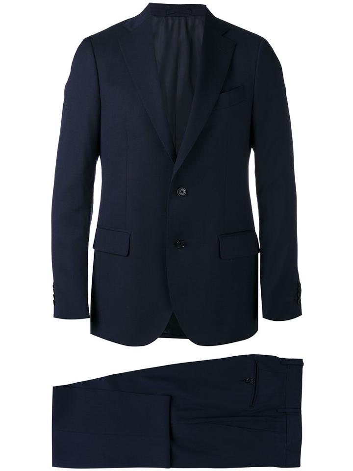 Lardini Notched Lapel Two-piece Suit, Men's, Size: 48, Blue, Wool/cupro/viscose
