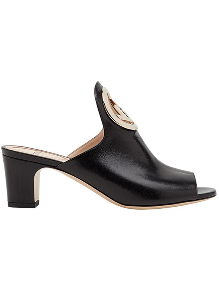 Fendi Logo Plaque Mules - Black