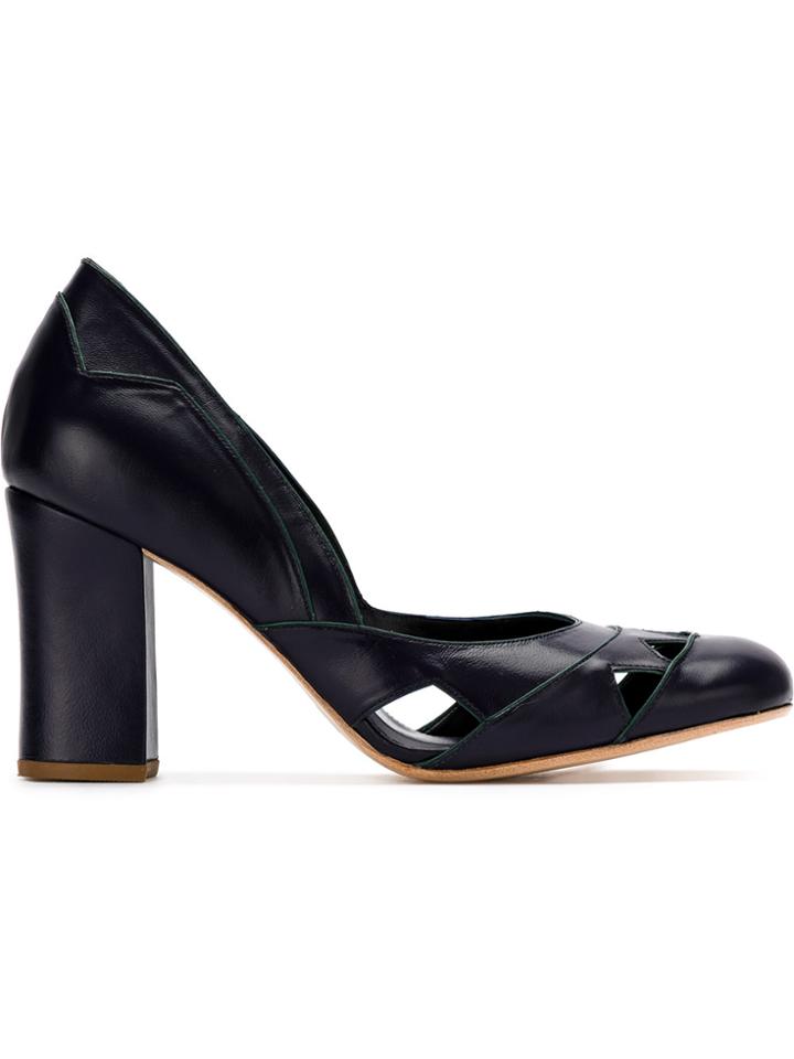 Sarah Chofakian Cut Out Details Pumps - Blue
