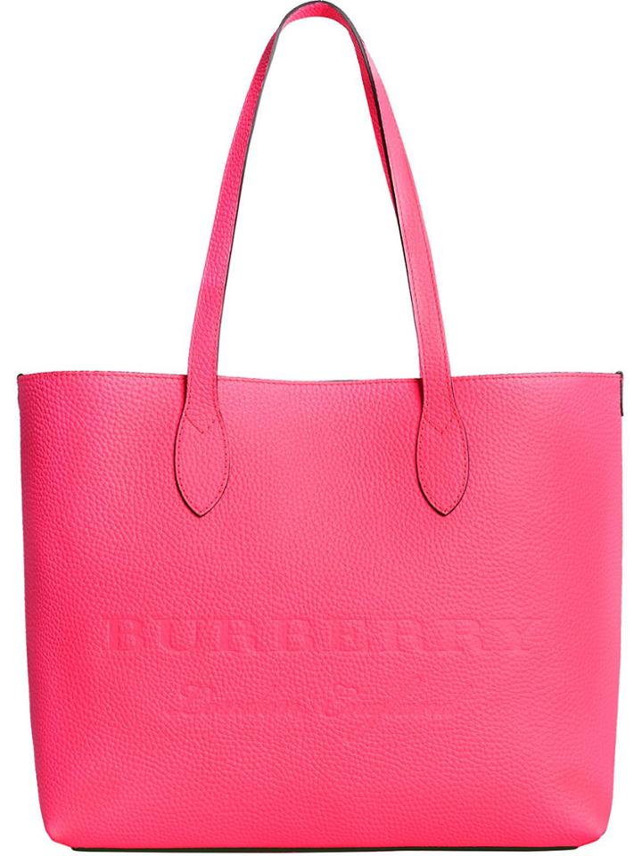 Burberry Logo Embossed Tote - Pink & Purple
