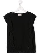 Pinko Kids Ruffled Sleeveless Top - Black