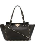 Valentino 'rockstud' Trapeze Tote, Women's, Black, Calf Leather