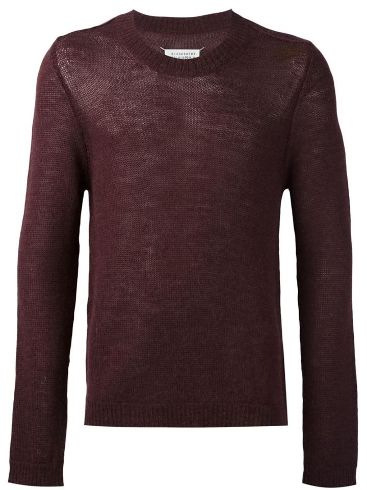 Maison Margiela Crew Neck Sweater, Men's, Size: Small, Red, Wool/alpaca