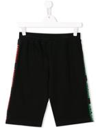 Moschino Kids Teen Logo Stripe Shorts - Black