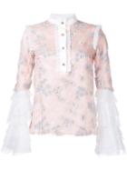 Macgraw - Daisy Print Ruffled Blouse - Women - Silk - 10, Pink/purple, Silk