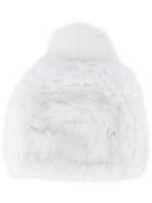Yves Salomon Fur Bobble Hat, Women's, White, Rabbit Fur/racoon Fur
