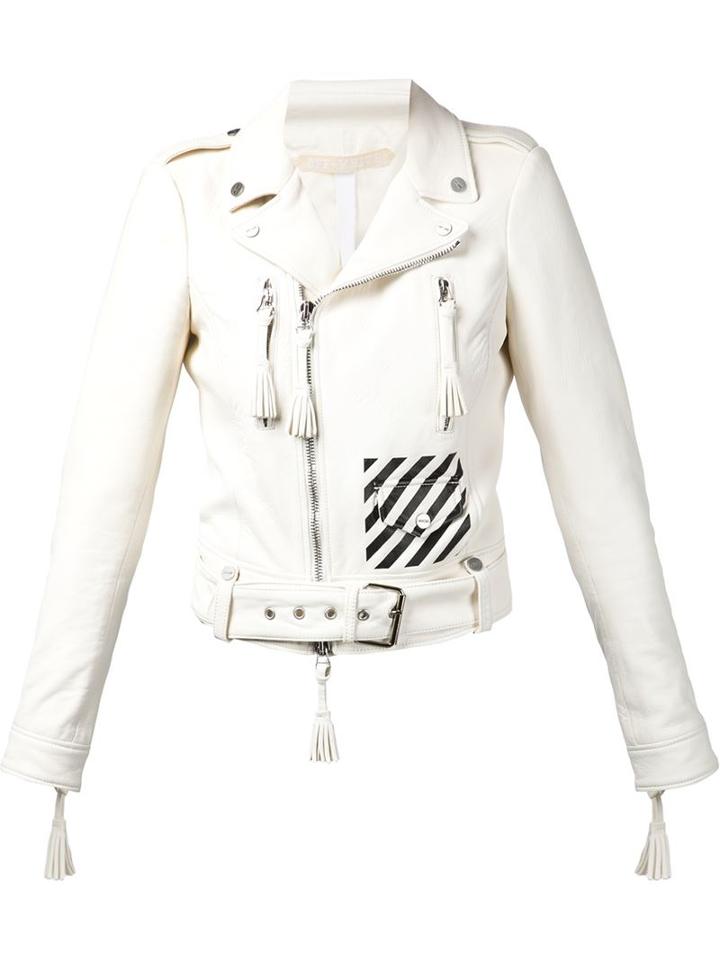 Off-white Print Detail Biker Jacket