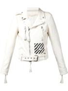 Off-white Print Detail Biker Jacket
