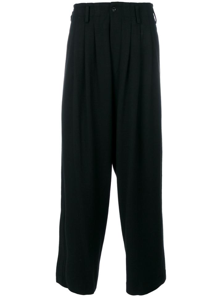 Yohji Yamamoto Pleated Front Wide-leg Trousers - Black