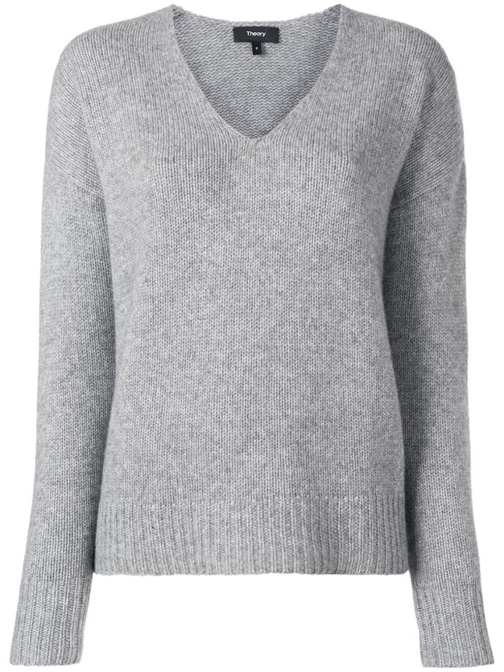 Theory V-neck Knitted Sweater - Grey