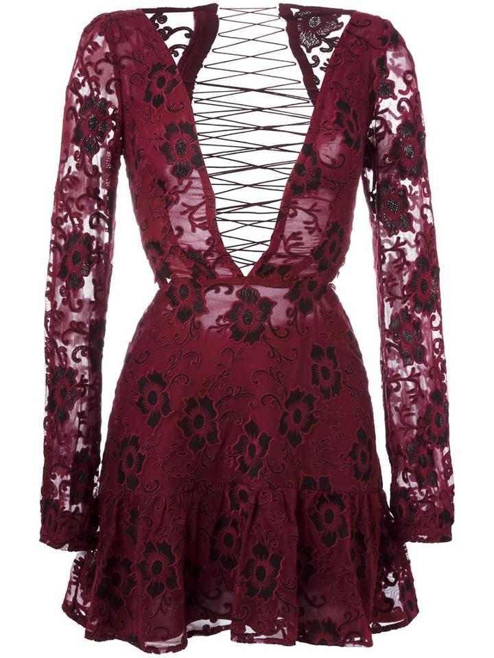 For Love And Lemons 'jolene' Dress, Women's, Size: Medium, Red, Nylon/polyester/spandex/elastane