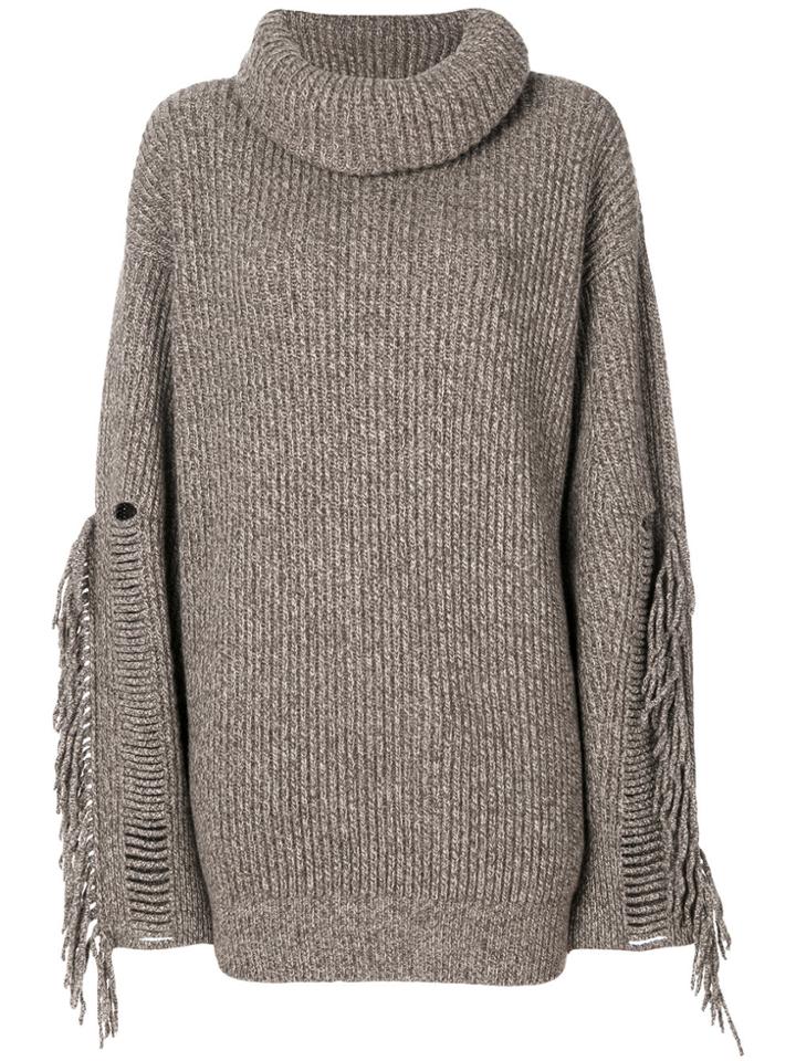 Stella Mccartney Tassel-trimmed Turtleneck Knit - Brown