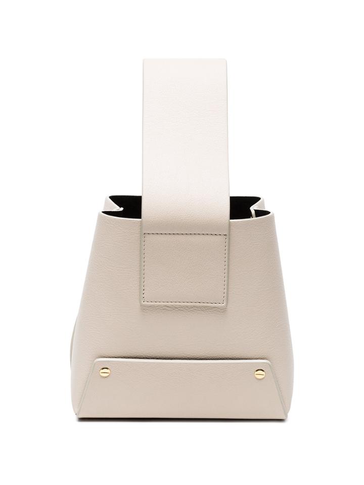 Yuzefi Neutral Tab Leather Bucket Bag - Nude & Neutrals