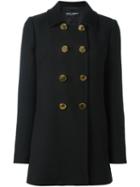 Dolce & Gabbana Double Breasted Peacoat, Women's, Size: 42, Black, Silk/spandex/elastane/virgin Wool